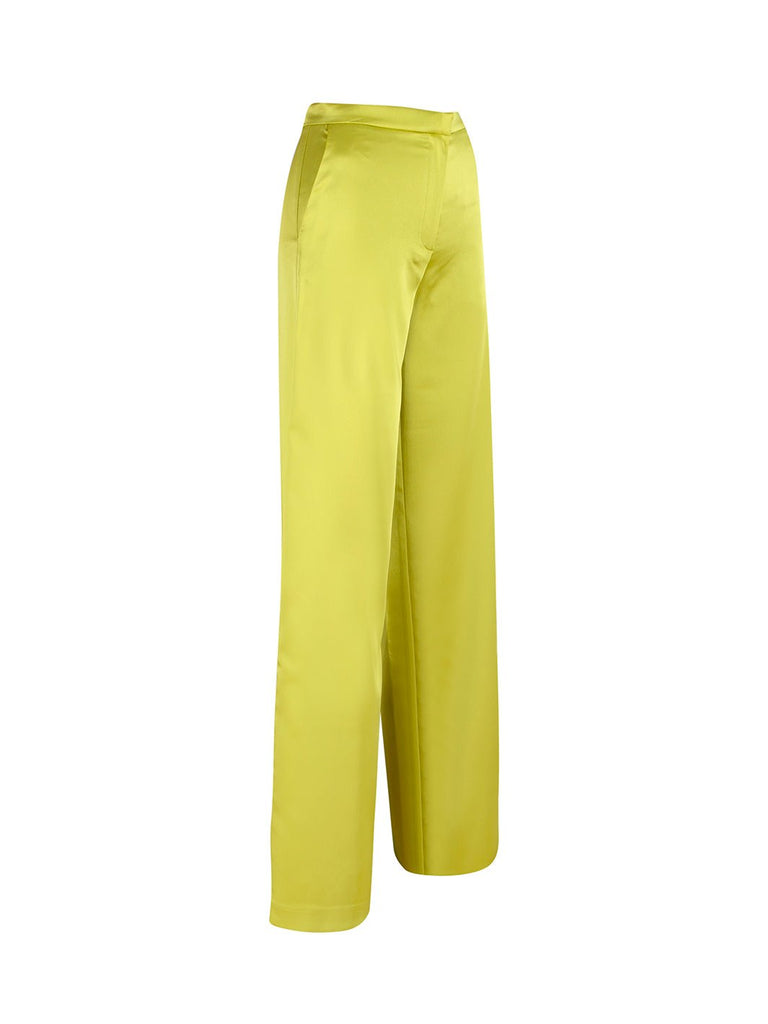 ISADORA  - Boru Paça Saten Sarı Pantolon