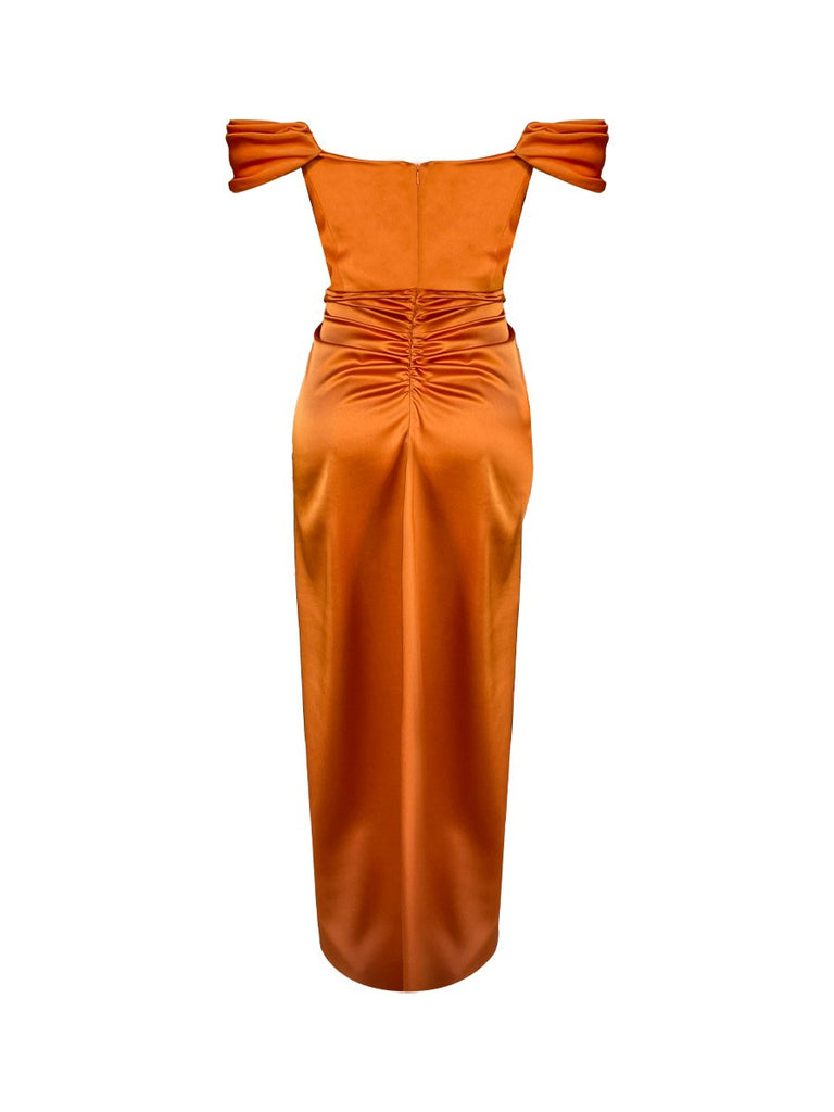 Cloe Satin Dress - Spicy Orange - Gigii's