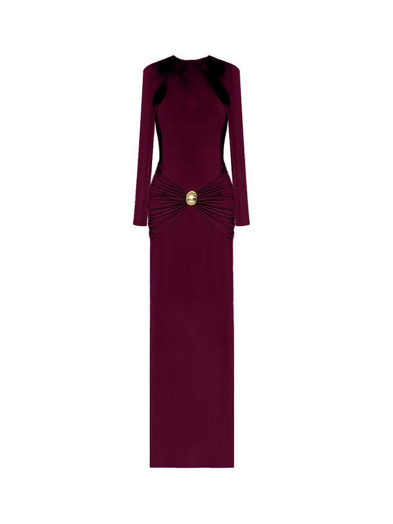 Gildea Long Sleeve Dress - Burgundy - Gigii's