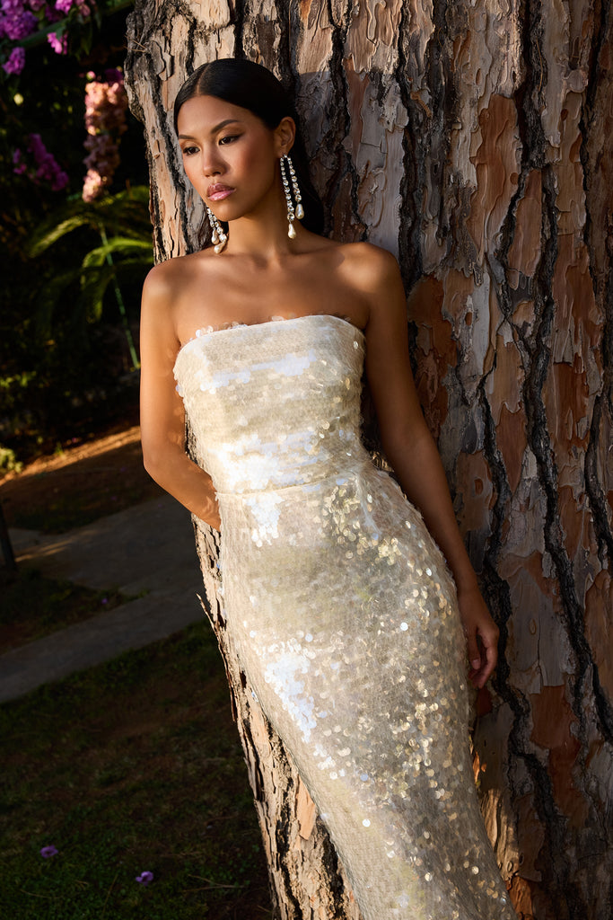 Loren Glam Dress - White - Gigii's