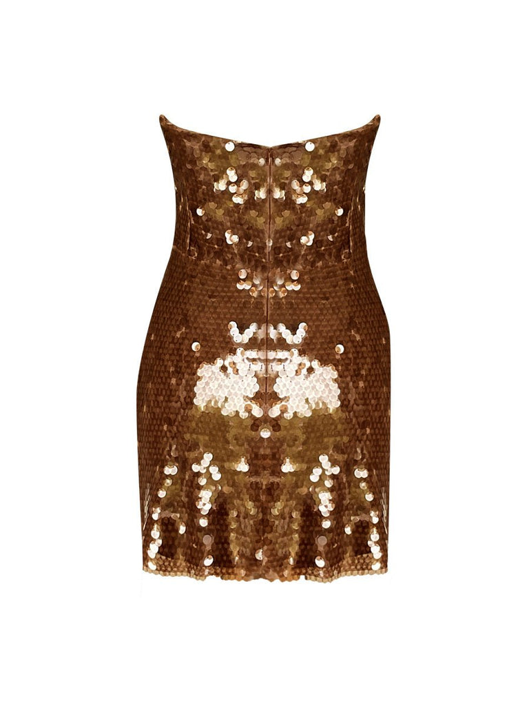 Loren Mini Glam Dress - Chocalate Brown - Gigii's