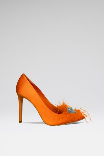 Amara Ostrich Pumps - Sun Orange - Gigii's