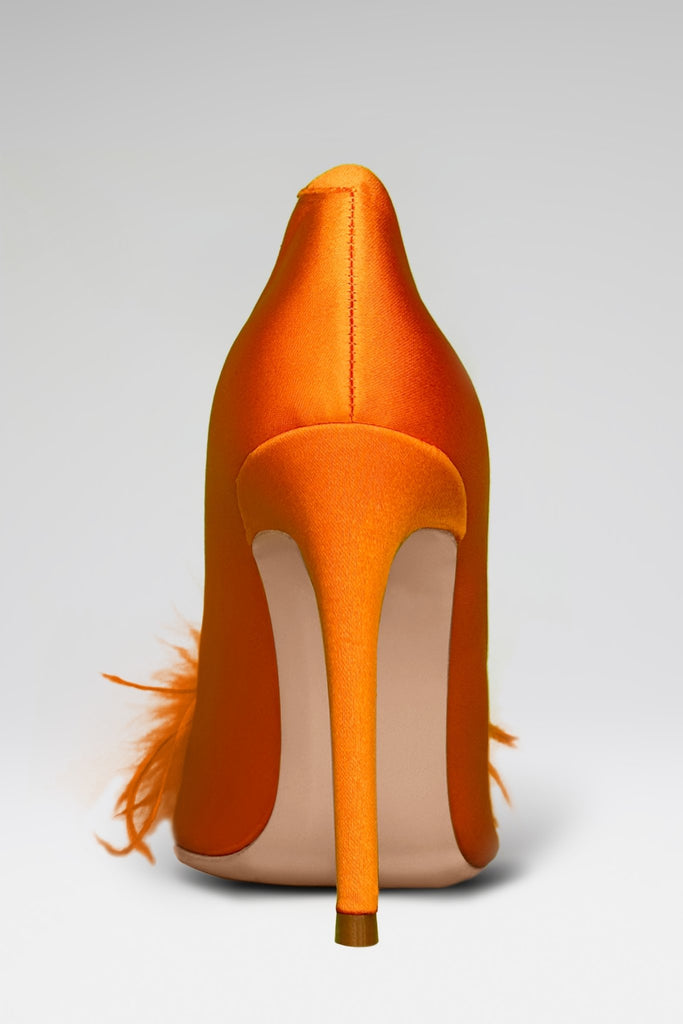 Amara Ostrich Pumps - Sun Orange - Gigii's