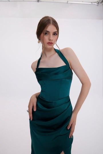 BEATRIS - Zümrüt Yeşili Uzun Elbise