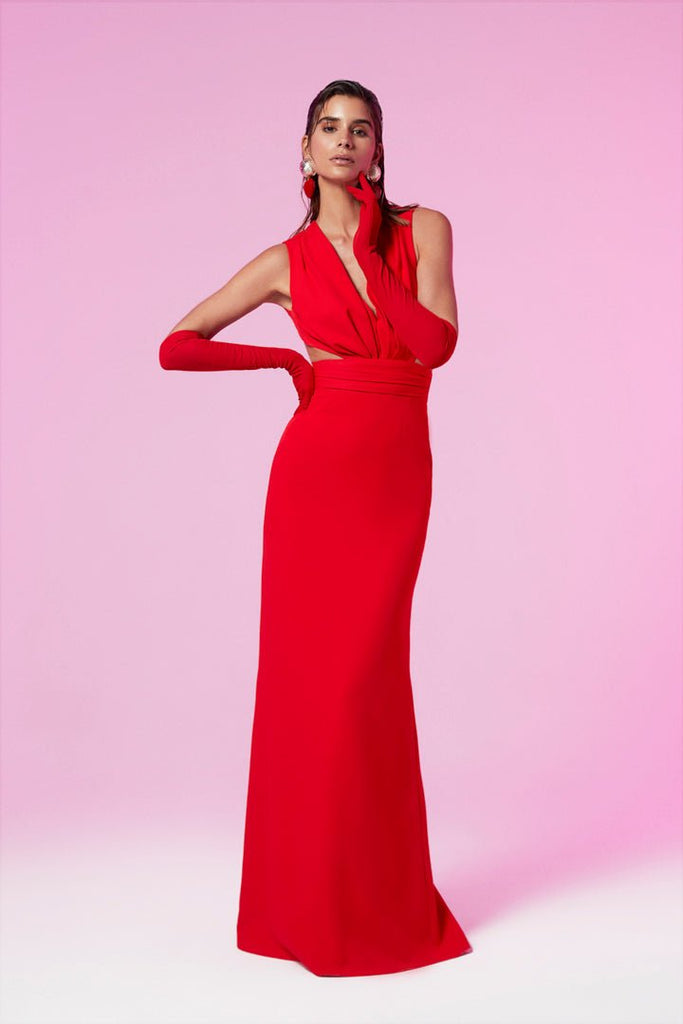 BETTY - Kırmızı Sırt Dekolteli Elbise