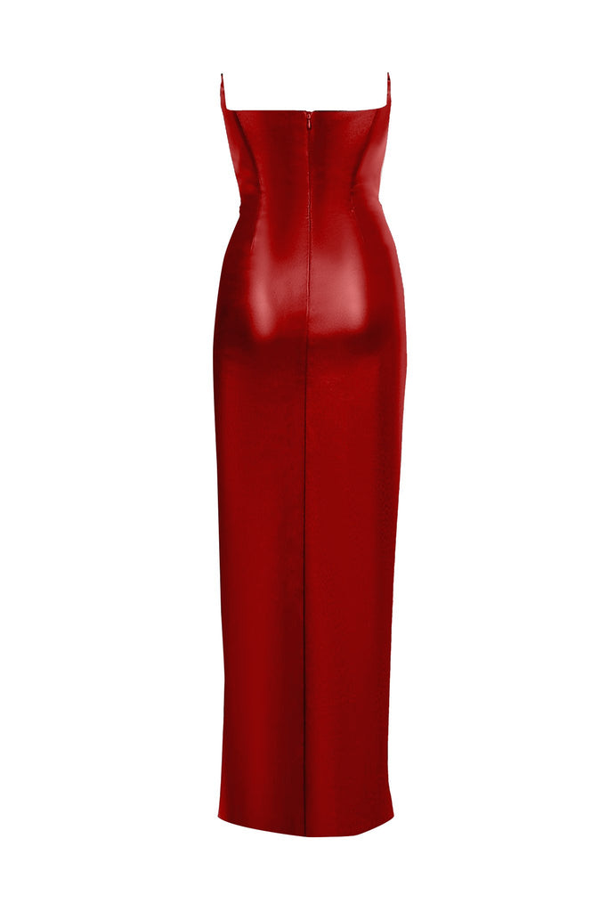 DOUTZEN LEATHER DRESS - RED - Gigii's
