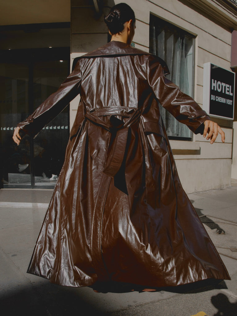 Gabrielle Vegan Leather Trench Coat - Gigii's