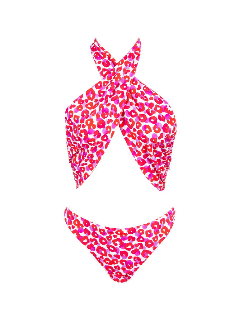 HELENA SWIMSUIT - Kırmızı Leopar Desenli Mayokini