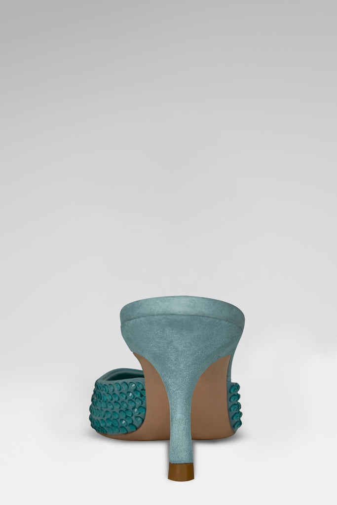 Lupita Rhinestone Mules - Aqua Blue - Gigii's