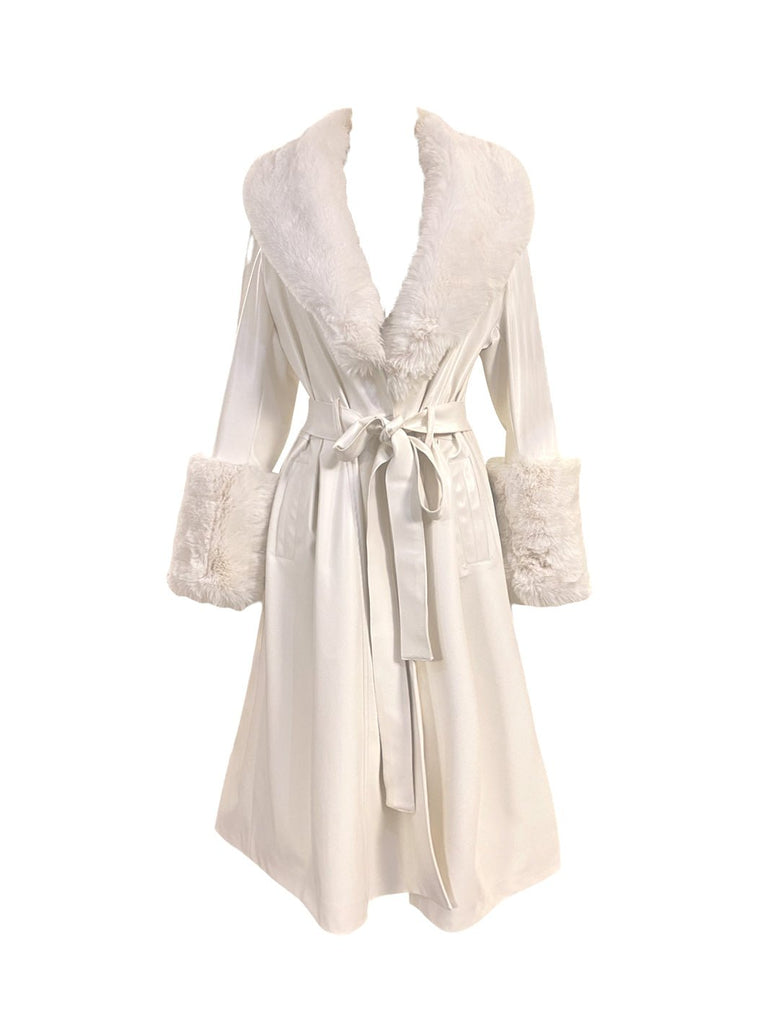 ROSANA - Beyaz Suni Deri Kürklü Palto