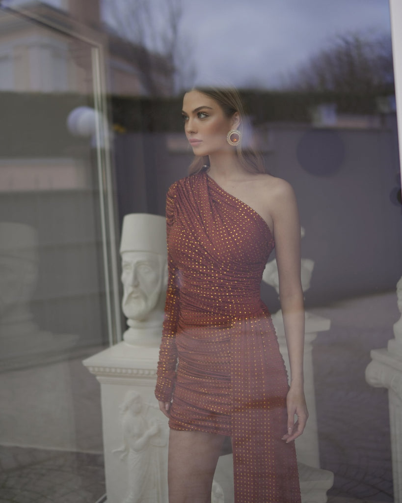 Valona Diamond Dress - Brown - Gigii's